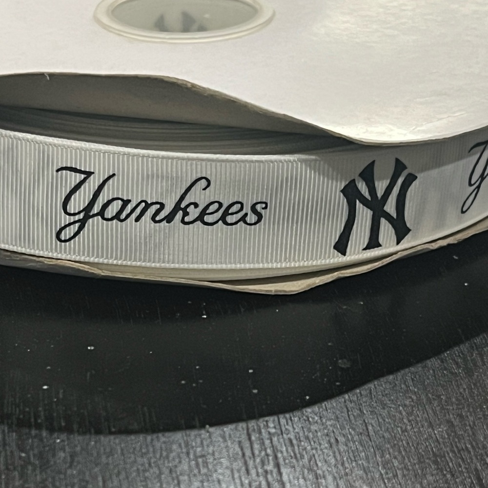 1” New York Yankees Ribbon White Blue 100% Polyester Hair Baseball Crafts NY MLB